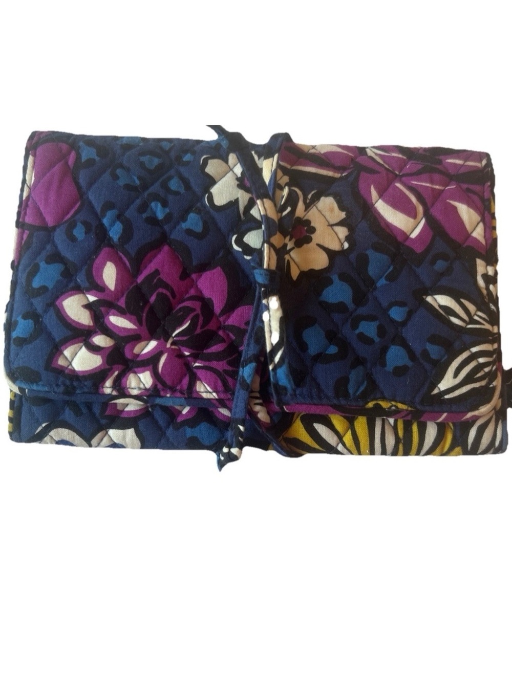 Vera Bradley All Wrapped Up Jewelry Roll African Violet Flower Travel Organizer
